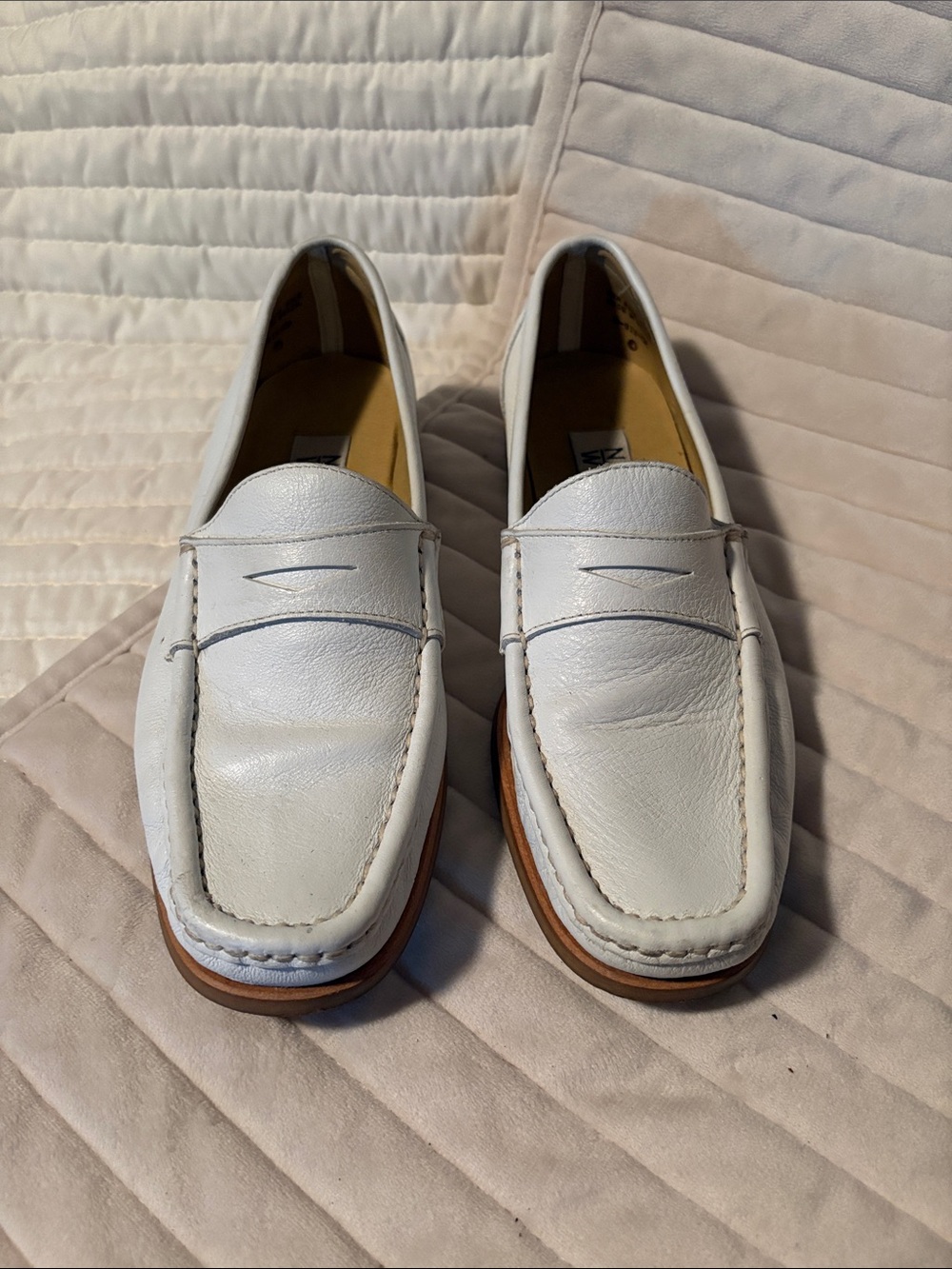 Nine West Vintage White Leather Penny Loafers